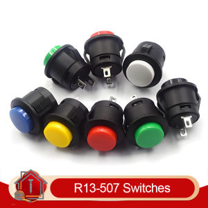 5/10pcs R13-507 Momentary Push Button Switch Black Blue Red White Yellow Green 16mm 2Pins 6A/125VAC 3A/250VAC Round Switches