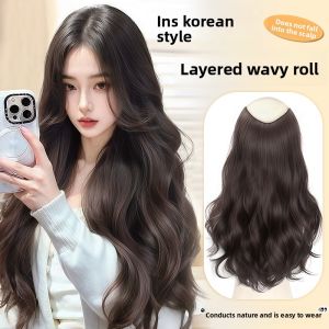 MONLEYTA | Long Curl Wig Womens Fake Hair Extensions Natural Looking Big Wave Wig Realistic Hair Transplant Pieces Invisible Volume Increase