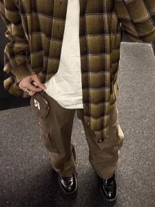 กางเกงขายาวทรงหลวมสไตล์ยุโรปสำหรับใส่ไปทำงานแบบย้อนยุคพร้อมกระเป๋าขนาดเล็กและใหญ่สำหรับผู้ชายและผู้หญิง กางเกงขายาวทรงหลวมสำหรับใส่ไปทำงานแบบยุโรป