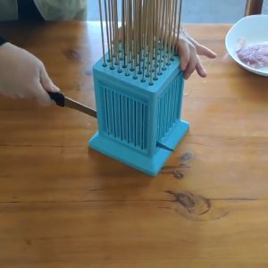 BBQ 49 Holes Meat  Kebab Maker Box Barbecue Beef Meat Slicer Removable Skewer Maker Kitchen Barbecue Tool