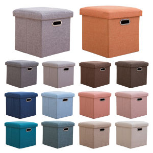 【New Arrival】 Folding Storage Ottoman Cube Chest 11.81x11.81x11.81inch Foldable Small Ottoman Foot Rest Square Footstool for Room Dorm