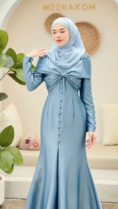 ชุดอิสลามใส่ออกงาน เดรสมุสลิม รุ่นแอเรียลโบว์อก เดรสใส่ออกงาน แฟชั่นมุสลิม ชุดใส่รายอพร้อมส่ง