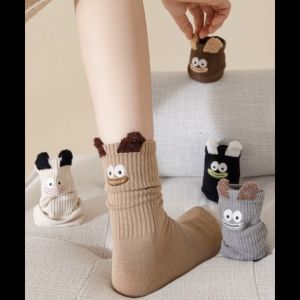Kaos Kaki Wanita Katun Panjang Bordir Funny Cartoon Korea Fashion Midtub Socks JCKK333