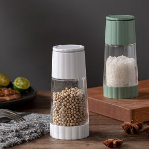 Household Pepper Grinder Rotary Manual Sea Salt Pepper Seasoning Bottle Grinder Glass Seasoning Bottle 1pc