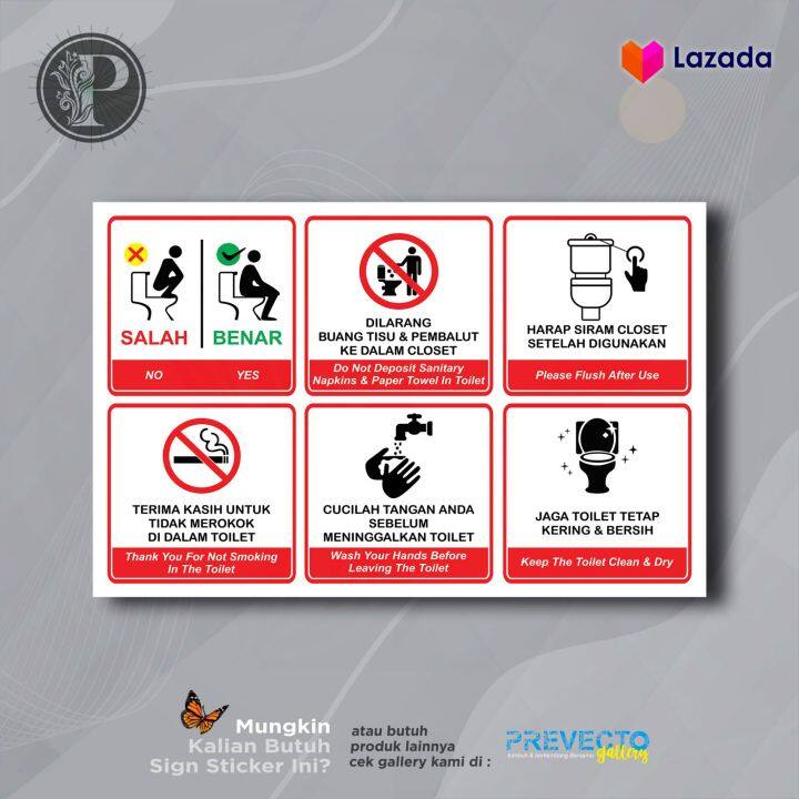 Sticker Safety Sign K Rambu Etika Menggunakan Toilet Duduk Lazada Indonesia