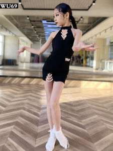 Professional Latin Dance Practice Suit Childrens Dance Training Clothes Summer High-End Set for Girls Age 3-14