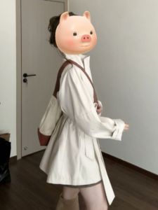 CHANGTONG | Elegant British Style Short Petite Stand Collar Trench Coat