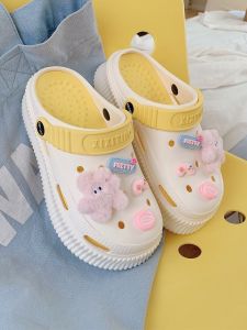 Fashionable Student Slip-On Casual Heightening Headed Clog Shoes Women Summer Girls Pink Rabbit Hole Shoe New Model