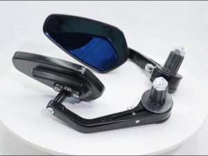 FULL CNC UNIVERSAL SHORT STEM REARVIEW RAY SAVE SIDE MIRROR WITH SCREWS HD BLUE LENS