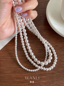 Elegant Korean Style Pure Silver S925 Pearl Necklace Radiant Simple Design Versatile Fashionable Fresh out Lockbone Chain Jewelry