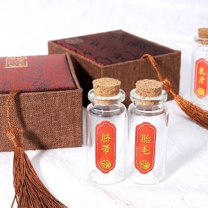 Baby Hair Storage Bottle Glass Jar with Wooden Stopper Cord Blood Preservation Bottle for Baby Teeth And Wisdom Teeth
