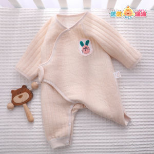 เสื้อผ้าเด็กแรกเกิดแบบสวมหัวแขนยาวสำหรับฤดูใบไม้ร่วงและฤดูหนาว ผ้าฝ้ายแท้ 100% สำหรับเด็กชายและเด็กหญิง