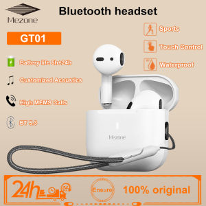 Mezone GT01 TWS wireless earphones Bluetooth 5.3 with Lanyard HIFI noise cancelling earphones 6-8 hours playback time Mini earphones Dual system gaming earphones with microphone