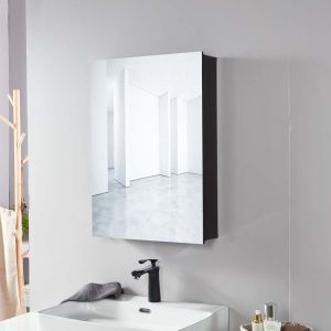 Aluminum Alloy Bathroom Mirror Cabinet Wall-mounted Bathroom Mirror with Backplane Waterproof Storage Small Apartment Mirror Box Toilet Mirror Cabinet Locker