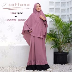 Baju muslim Saffana gamis syari set khimar cadar tali shahia terbaru polos kombinasi bawahan mayung