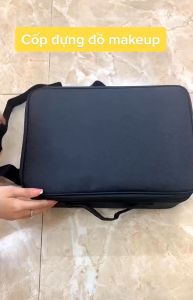 Cốp Vải Đựng Đồ Makeup Dạng Vali Xách Tay Chuyên Nghiệp 2 Ngăn Size Lớn Nhất Kèm Dây Đeo