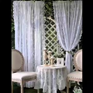 1pc Vintage Floral Embroidery Clear Black Lace Curtain Panel - Privacy & Light Filtering Machine Washable