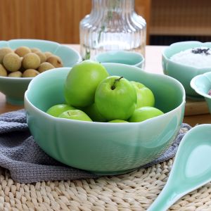 Large 8-Inch Ceramic Soup Bowl Qingbai Glazed Noodle Bowl Song Style Aesthetic Home Use Restaurant Business Ceramic Bowl