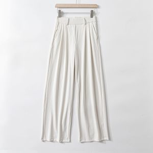 High Waist Draped Wide Leg Yoga Pants Sporty Style Casual Trousers for Women Nylon Material Comfortable Straight Leg Trousers