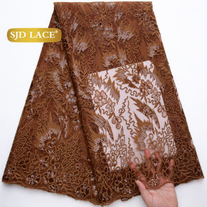 SJD LACE French Mesh Lace Fabrics Nigerian Sequins 5Yards 2025 Newest African Milk Silk Net Lace for Women Party Dresses 4466