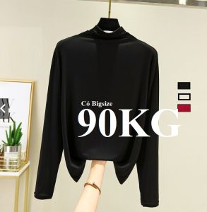 Áo thun dài tay Giữ Nhiệt Nữ Chất liệu dày đẹp Lót nỉ ấm áp Có Big size tới 100KG Cổ cao 3cm