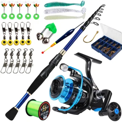 Sougayilang Spinning Fishing Set 1.8-2.4m Carbon Fiber Rod 1000-4000 5.2:1 Spinning Reel with 500m Fishing Line and Accessories