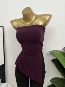 Concave Shape Bi Standby ~ with Chest Pad Retro Hong Kong Style Tube Top Vest Irregular Slit Tops Bottoming Shirt South Korea Ins