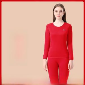 miiow | Thickened Fleece Warm Underwear Set Womens Wool Silk Autumn Clothes Pants Base Shirt Winter Top Cat Person Sleepwear Pajamas