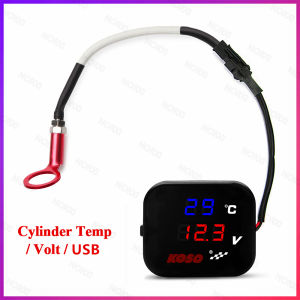 มอเตอร์ไซค์ KOSO มิเตอร์วัดอุณหภูมิโวลต์มิเตอร์แบบ3 In 1ชาร์จที่ชาร์จโทรศัพท์ยูเอสบีกันน้ำขนาดเล็ก