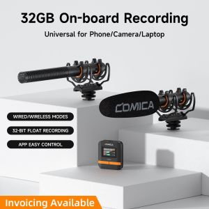 Comica VM40 2.4G Super Cardioid Wireless Shotgun Microphone Professional 3.5mm&USB Microphone for Video Shooting Live Streaming Reporting Handheld Mic with Arm Stand LCD Screen Shock Mount Windscreen for Camera Smartphones Computer