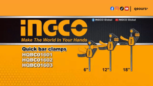 INGCO QUICK GRIP BAR CLAMP | MAX CLAMP FORCE 60KG | HQBC01601 HQBC01602 HQBC01603