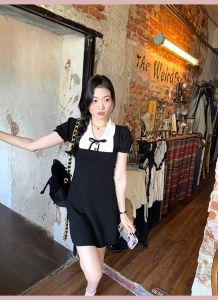 Missliu Fashion Skirt For Women High Class Short Sleeved Tea Break Kikyo Dress Womens Summer Little POLO Skirt Is Thin French Little Black Dress