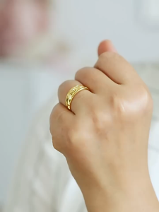 Nhẫn Vàng Nam Nữ Chữ Trường Thọ May Mắn Bình An Cá Tính Thời Trang NHANCHU0THO6