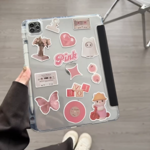 🔥ส่งจากไทย🔥กระต่าย สีชมพู สติ๊กเกอร์ เคส for iPad 2025 11 air7 10.2 Gen10 9 8 2024 pro 11เคสไอแพด Air6 5 10.9 Case พร้อมถาดใส่ปากกา
