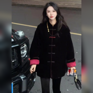 YUFUQING | Autumn Winter New Chinese Style Black Spliced Cotton Jacket Women High-End Unique Beautiful Tang Costume Top Polyester Fiber