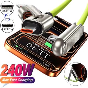 3in1 Portable 240W Fast Charging Cable With Dual Interface and Foldable Stand Thickened Type-C for Gaming & Office Desk