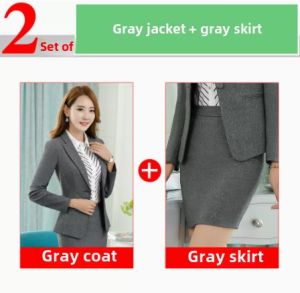Gray Professional Small Suit Suit Female Spring & Fall New Arrival Temperament Goddess Style Suit Hotel Front Desk Teacher Work Clothes