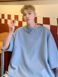 HetingHOME | เสื้อยืดคู่รักแขนสั้นหลวมๆ ทรงอเมริกันสำหรับผู้ชาย ทรงหลวมๆ สำหรับฤดูร้อน เสื้อยืดคู่รักแบบไม่ระบุเพศ