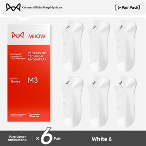 Miiow | 10A Antibacterial Mens Summer Thin Cotton Socks Breathable Mesh Anti-Odor Sweat Absorbent Ear-Less Short Socks Pure Color