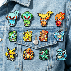 Bandai | 12pcs Cute Cartoon Creature Anime Monster Enamel Pin Set Collectible Metal Lapel Brooches for Game Lovers Wholesale