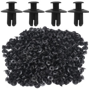 สกรูยึด Paku Keling Plastik 50/100ชิ้นคลิปเข็มขัดนิรภัยรถยนต์หมุดสีดำกันชนรถสำหรับ Toyota Honda Kia Nissan Yamaha