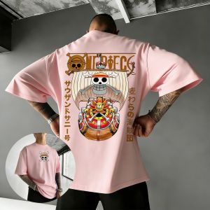 Bandai | ONE PIECE Anime Thousand Sunny Printed Cotton T-shirt 2026 Mens Summer New American Hip Hop Loose Casual Y2K Parent Child Top