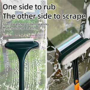 2 in 1 Window Screen Glass Cleaner Double Sided Brush with Long Handle for Dust Dirt Removal