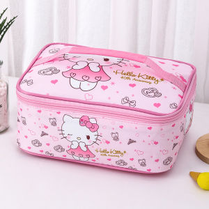 Large Capacity Thermal Lunch Box Bag Student Cartoon Cute Slope Shoulder Handheld Lunch Bag for Office Workers Outdoor Picnic