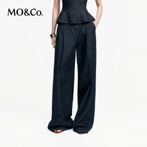 MO&Co. | Lightweight Raw Denim Trousers Mid-waist Wide Straight Leg