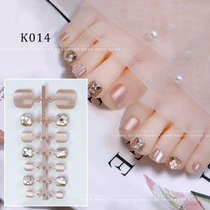 เล็บแต่งตัวแบบสวมใส่ 14 ชิ้น ตาแมว ลูกปัดแก้ว แวววาว ประดับเพชรเต็มแผ่น แผ่นเล็บเท้าสีน้ำเงิน แผ่นเล็บเท้าแบบสวมใส่