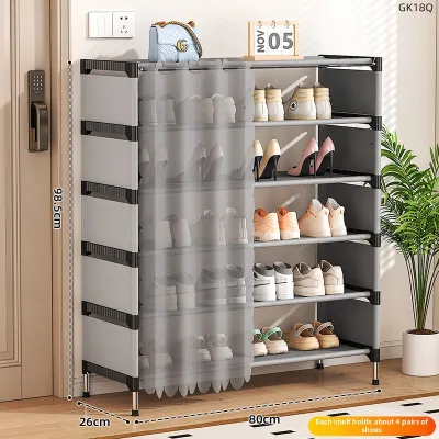 Dustproof Multi-layer Shoe Rack With Curtain