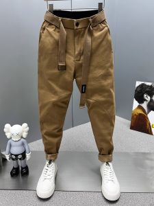 กางเกงลำลองชายเอวยางยืดทรงสลิมฟิต กางเกงขายาวทรงฮาราจูกุ ทรงหลวม สไตล์ฤดูใบไม้ผลิและฤดูใบไม้ร่วง กางเกงขายาวลำลองสำหรับผู้ชาย