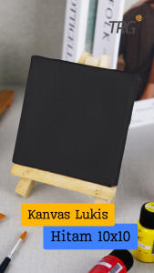 TRG Stretched Art Black Canvas Board 10x10 cm Watercolor Artist Acrylic Paint - Kanvas Hitam Media Lukis Cat Air Akrilik Minyak Poster Siap Melukis Ukuran 10 x 10 TRG