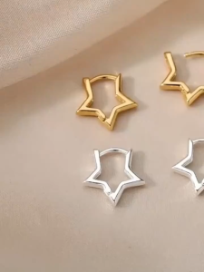 Stainless Steel Star Earrings For Women Gold-color Geometric Star Hoop Earring Girl Jewelry Hypoallergenic Accessories